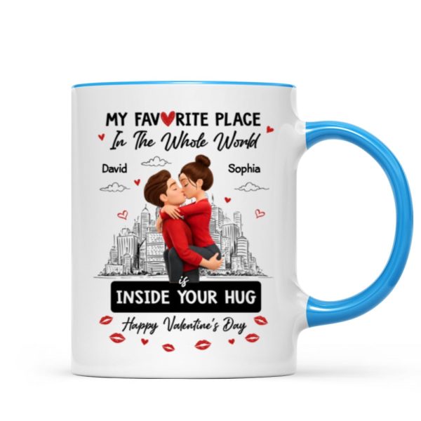 My Favorite Place in the Whole World is Inside Your Hug - Personalized Mug - Sentimental Couple Gift for Him