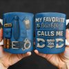 My Favorite Police Officer Calls Me Dad With Police Badge - Personalized Custom Coffee Mug - DAD273_MG