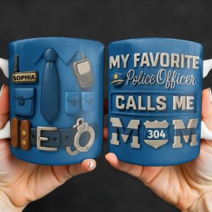 My Favorite Police Officer Calls Me Mom Mug - Personalized Custom Coffee Mug - MOM133_MG