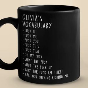 My Favorite Vocabulary - Coworker Personalized Custom Black Mug - Christmas Gift For Coworkers, Work Friends, Colleagues
