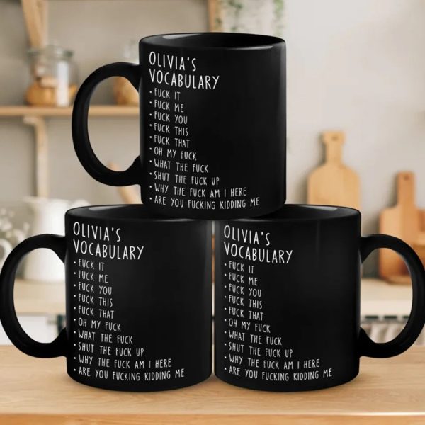 My Favorite Vocabulary - Coworker Personalized Custom Black Mug - Christmas Gift For Coworkers, Work Friends, Colleagues