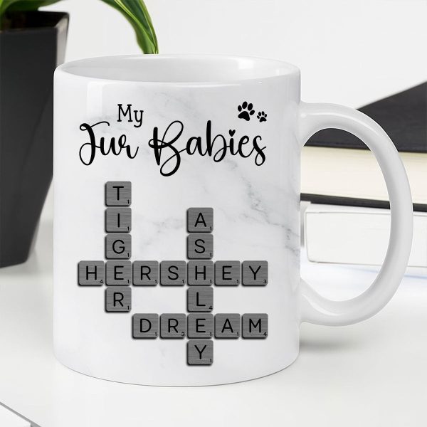 My Fur Babies Pets Crossword - Personalized Mug - Sentimental Gift for Pet Lovers, Dog Mom, Cat Mom