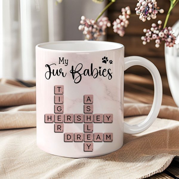 My Fur Babies Pets Crossword - Personalized Mug - Sentimental Gift for Pet Lovers, Dog Mom, Cat Mom