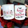 My Heart Is Wherever You Are, Personalized Mug, Gift For Couple