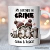 My Partner in Crime Love Racoons Personalized Mug For Couple, Funny Vintage Retro Gift With Custom Names