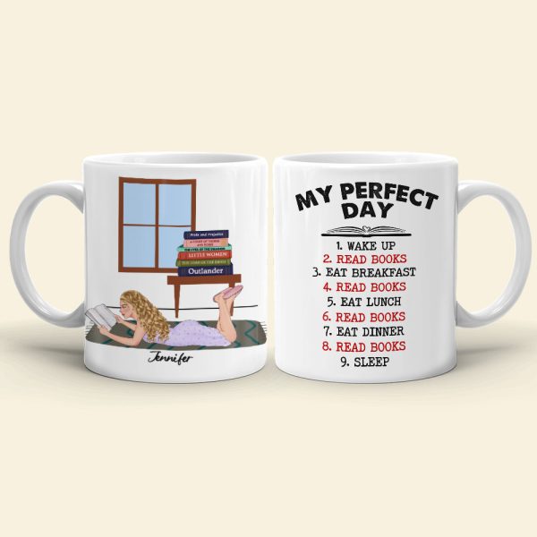 My Perfect Day, Personalized Mug, Gifts For Book Lover