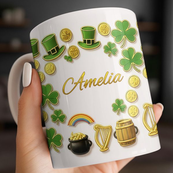 My Shamrock Leprechaun Hat And Rainbow Mug - Personalized Custom Coffee Mug - FAM802_MG