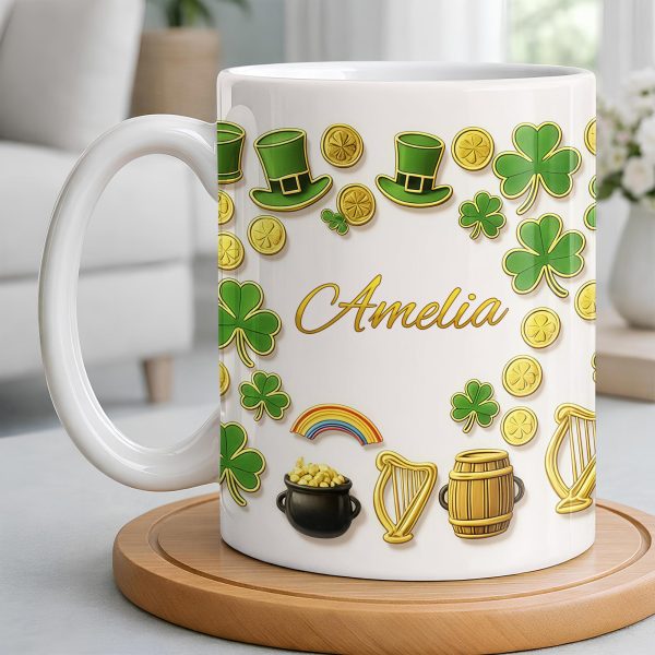 My Shamrock Leprechaun Hat And Rainbow Mug - Personalized Custom Coffee Mug - FAM802_MG