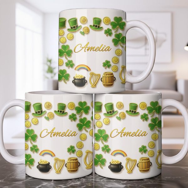 My Shamrock Leprechaun Hat And Rainbow Mug - Personalized Custom Coffee Mug - FAM802_MG