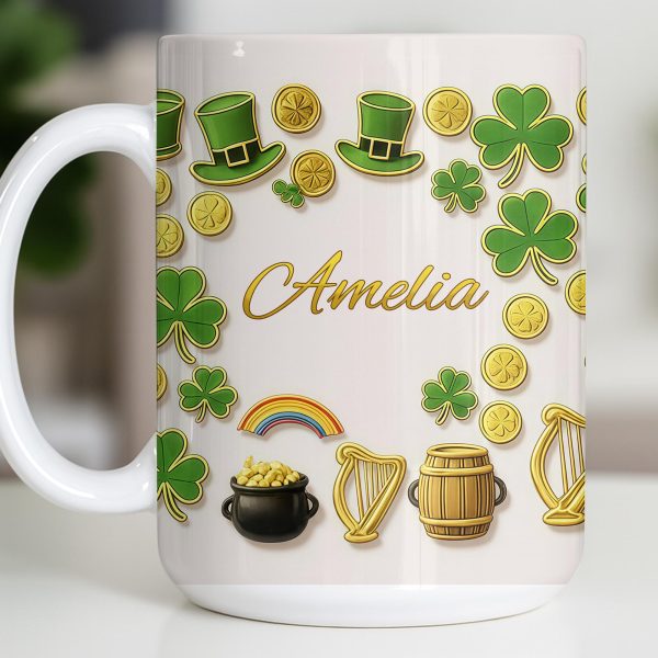 My Shamrock Leprechaun Hat And Rainbow Mug - Personalized Custom Coffee Mug - FAM802_MG