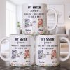 My Sister Forever With State Outlines And Flowers - Personalized Custom Coffee Mug - SIS010_MG
