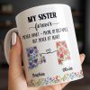 My Sister Forever With State Outlines And Flowers - Personalized Custom Coffee Mug - SIS010_MG