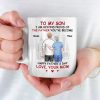 My Son, My Hero, Their Father - Family Personalized Custom Mug - Father's Day, Gift For Son