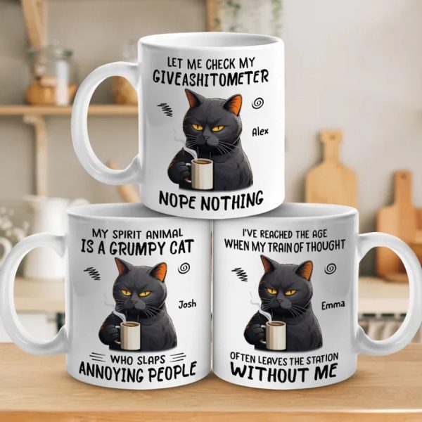 My Spirit Animal Is A Grumpy Cat - Friend Personalized Custom Mug - Christmas Gift, Birthday Gift For Best Friends, Family Members, Coworkers, Yourself
