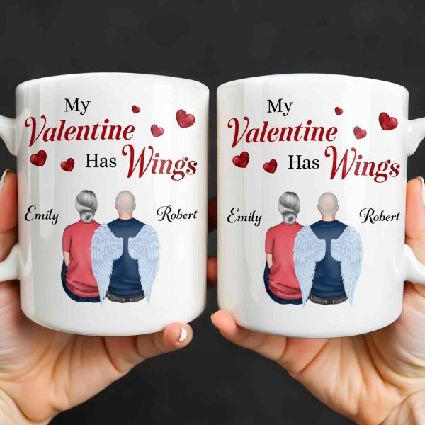 My Valentine Has Wings Angel Wings Design - Personalized Custom Coffee Mug - CPL1367_MG
