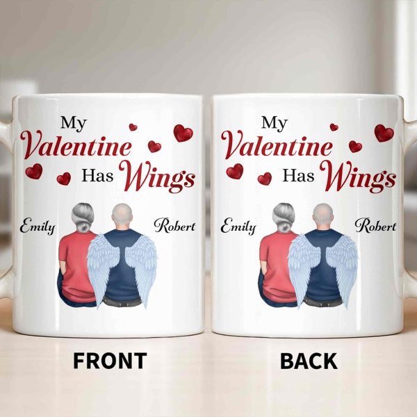 My Valentine Has Wings Angel Wings Design - Personalized Custom Coffee Mug - CPL1367_MG