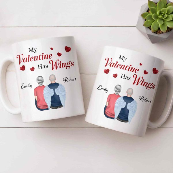 My Valentine Has Wings Angel Wings Design - Personalized Custom Coffee Mug - CPL1367_MG