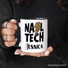 Nail Tech Leopard Lightning Personalized Mug, Retro Stylist Gift with Custom Name