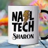 Nail Tech Leopard Lightning Personalized Mug, Retro Stylist Gift with Custom Name