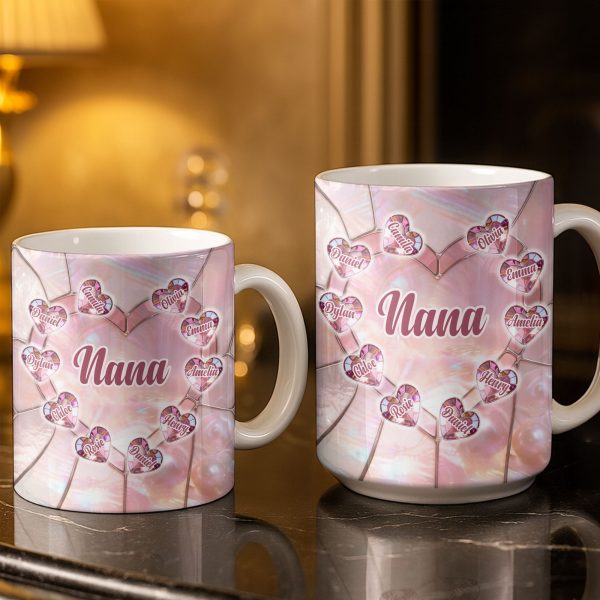 Nana, Heart Stained Glass - Personalized Custom Coffee Mug - GRM112_MG