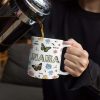 Nana Mom Birth Butterflies - 3D Inflated Effect Printed Mug, Personalized White Edge-to-Edge Mug