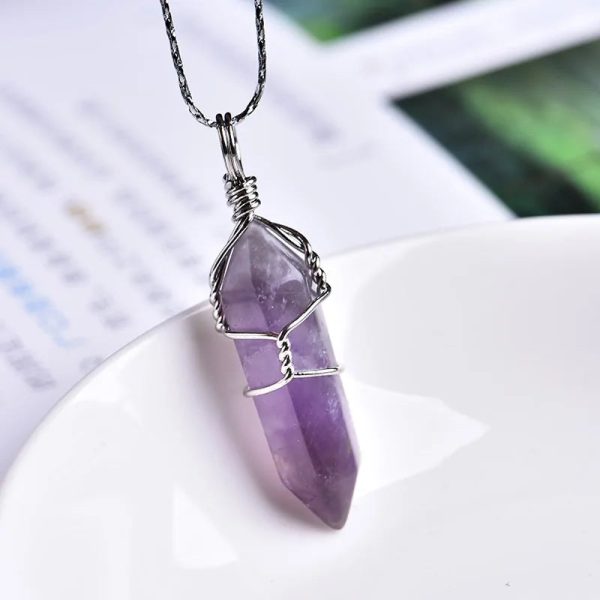 Natural Amethyst Crystal Point Pendant: Diy Jewelry Gift