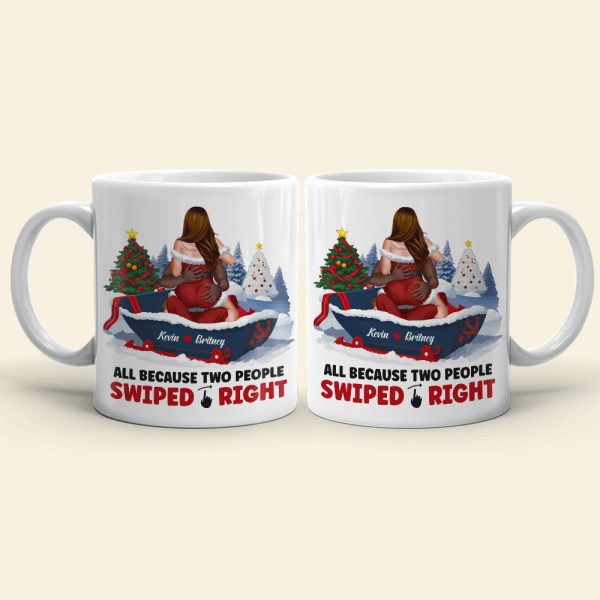 Naughty Couple, All Because Two People Swiped Right, Personalized Mug, Christmas Gifts
