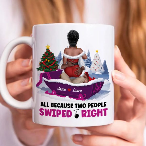 Naughty Couple, All Because Two People Swiped Right, Personalized Mug, Christmas Gifts