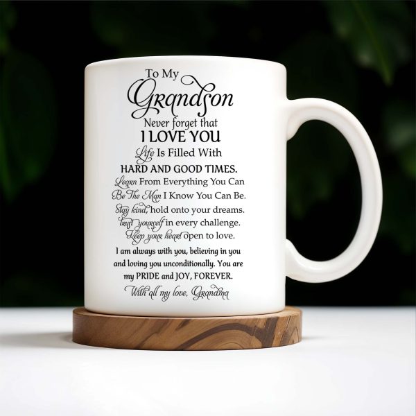 Never Forget That I Love You Grandson Pansy Flower Mug - Personalized Custom Coffee Mug - GSN025_MG