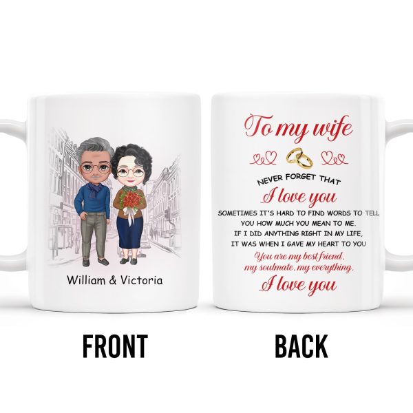 Never Forget That I Love You, Romantic Couple With Bouquet - Personalized Custom Coffee Mug - CPL258_MG