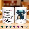 Never Forget The Difference That You Make, Heartbeat And Medical Scrubs - Personalized Custom Coffee Mug - GRAD271_MG