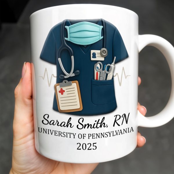 Never Forget The Difference That You Make, Heartbeat And Medical Scrubs - Personalized Custom Coffee Mug - GRAD271_MG