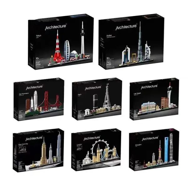 New York London Pairs Dubai Lanmark City Skyline Building Blocks