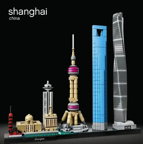 New York London Pairs Dubai Lanmark City Skyline Building Blocks