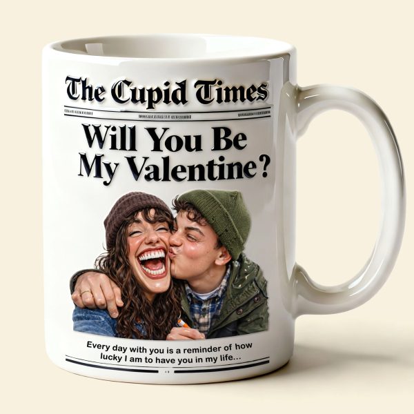 Newspaper Couple Will You Be My Valentine - Personalzied Ceramic Mug - Gift For Couples NL122