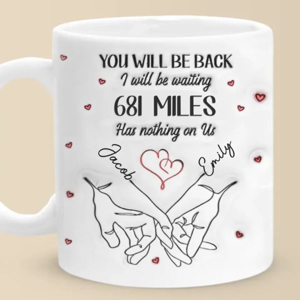 No Distance Is Too Far For Us - Couple Personalized Custom 3D Inflated Effect Printed Mug - Gift For Husband Wife, Anniversary, Long Distance Relationship