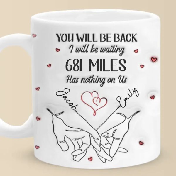 No Distance Is Too Far For Us - Couple Personalized Custom 3D Inflated Effect Printed Mug - Gift For Husband Wife, Anniversary, Long Distance Relationship