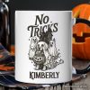 No Tricks Just Treats Dog Personalized Mug, Funny Halloween Puppy Gift with Spooky Vibes and Custom Name