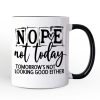 Nope Not Today Funny Personalized Mug, Sassy Lazy Day Quote Gift with Custom Name