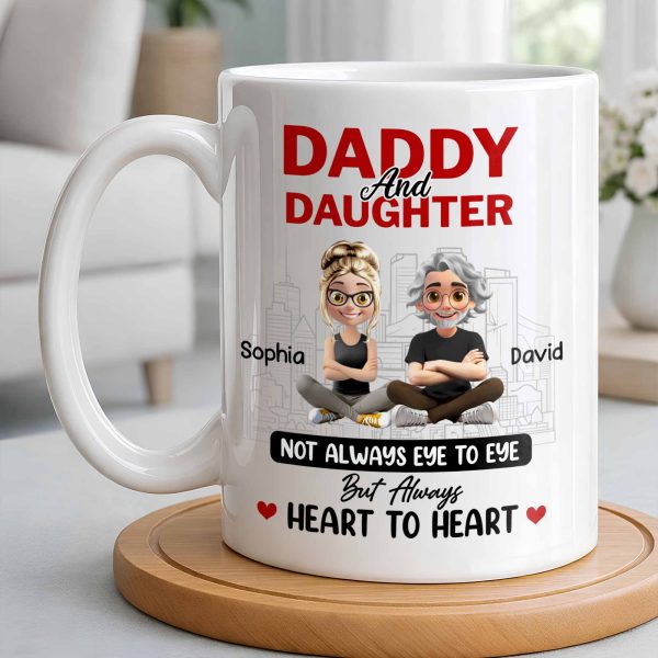 Not Always Eye To Eye But Always Heart To Heart, Cityscape - Personalized Custom Coffee Mug - DAD280_MG