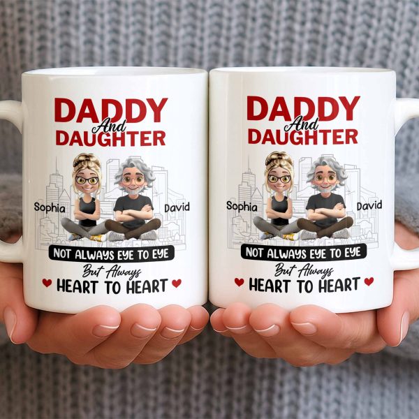 Not Always Eye To Eye But Always Heart To Heart, Cityscape - Personalized Custom Coffee Mug - DAD280_MG