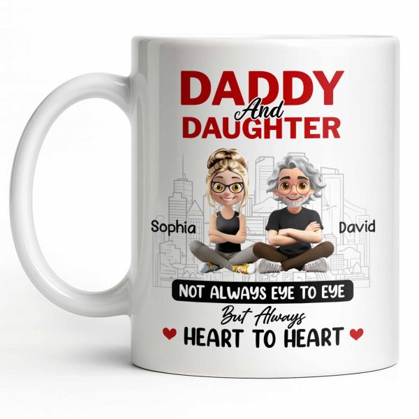 Not Always Eye To Eye But Always Heart To Heart, Cityscape - Personalized Custom Coffee Mug - DAD280_MG