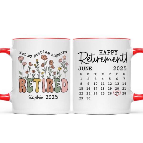 Not My Problem Anymore Retirement Gift Calendar Keepsake Personalized Mug, Farewell Good Luck Gift Coworker, Teacher, Nurse