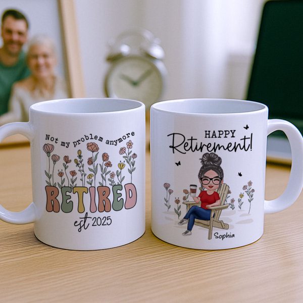 Not My Problem Anymore Retirement Personalized Mug, Farewell Good Luck Gift Coworker, Teacher, Nurse