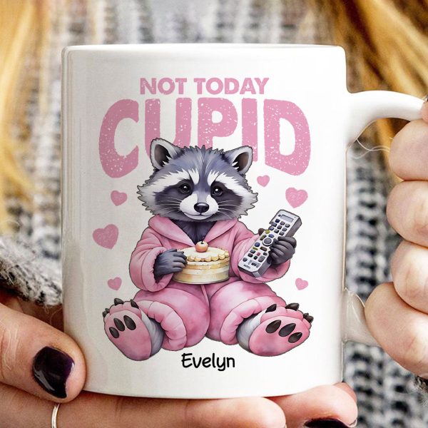 Not Today Cupid Anti- Funny Raccoon Personalized Mug