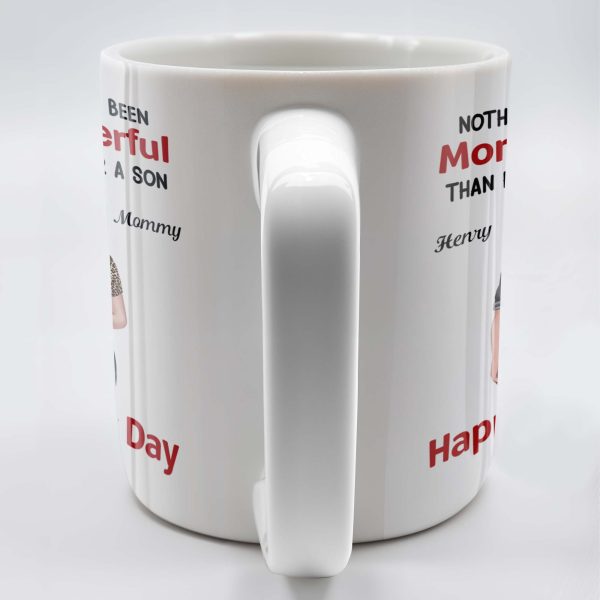 Nothing In Life Has Been More Wonderful Than Having You For A Son, Back View of Mother and Son - Personalized Custom Coffee Mug - SON045_MG