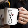 Nurse, Stethoscope and Heartbeat - Personalized Custom Coffee Mug - NUR016_MG