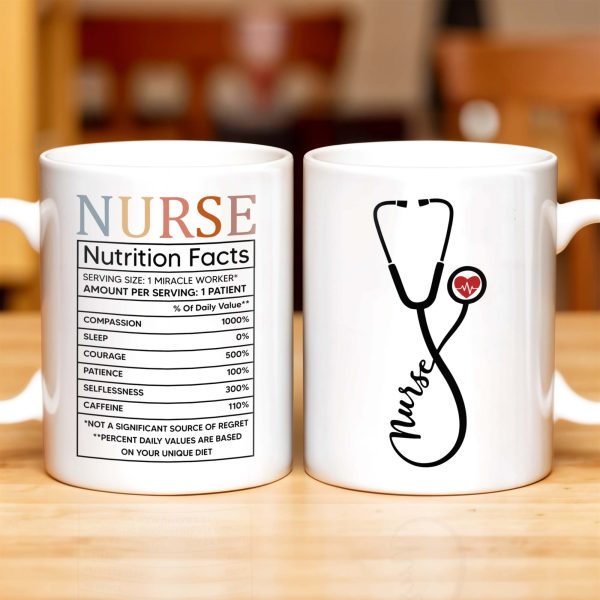 Nurse, Stethoscope and Heartbeat - Personalized Custom Coffee Mug - NUR016_MG