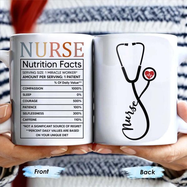 Nurse, Stethoscope and Heartbeat - Personalized Custom Coffee Mug - NUR016_MG