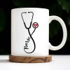 Nurse, Stethoscope and Heartbeat - Personalized Custom Coffee Mug - NUR016_MG